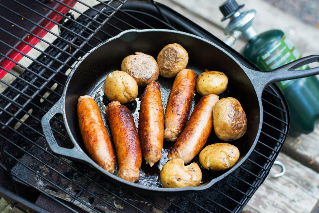 The Cast Iron Sausage Pan, oven, barbecue, sausage, ceramic